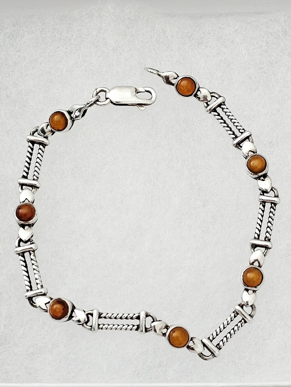 Silpada Sterling Silver Twisted Link Amber Gemstone PRISTINE Bracelet B0892 HTF